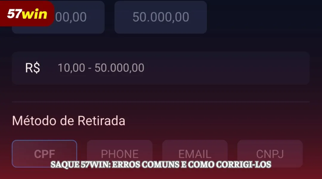 Saque 57WIN - Erros comuns e como corrigi-los