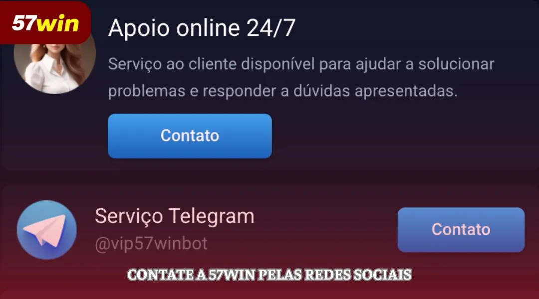 Contate a 57WIN pelas redes sociais