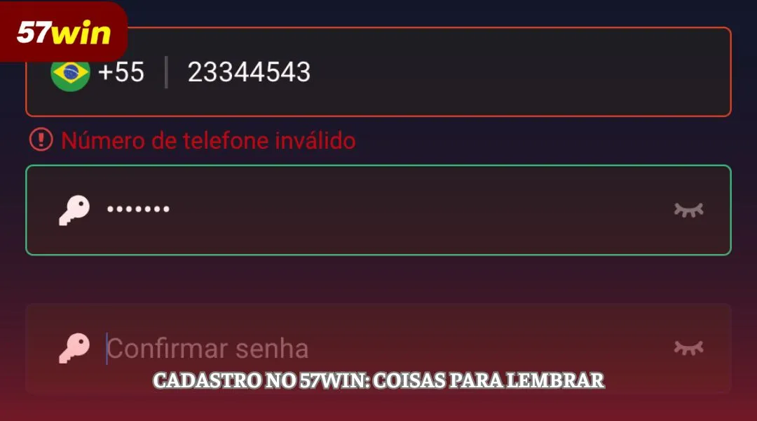 Cadastro no 57WIN Coisas para Lembrar