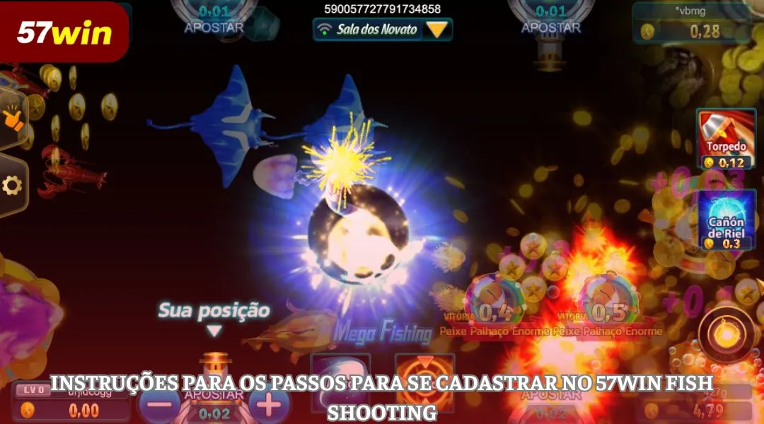 Instruções para os passos para se cadastrar no 57WIN Pescaria