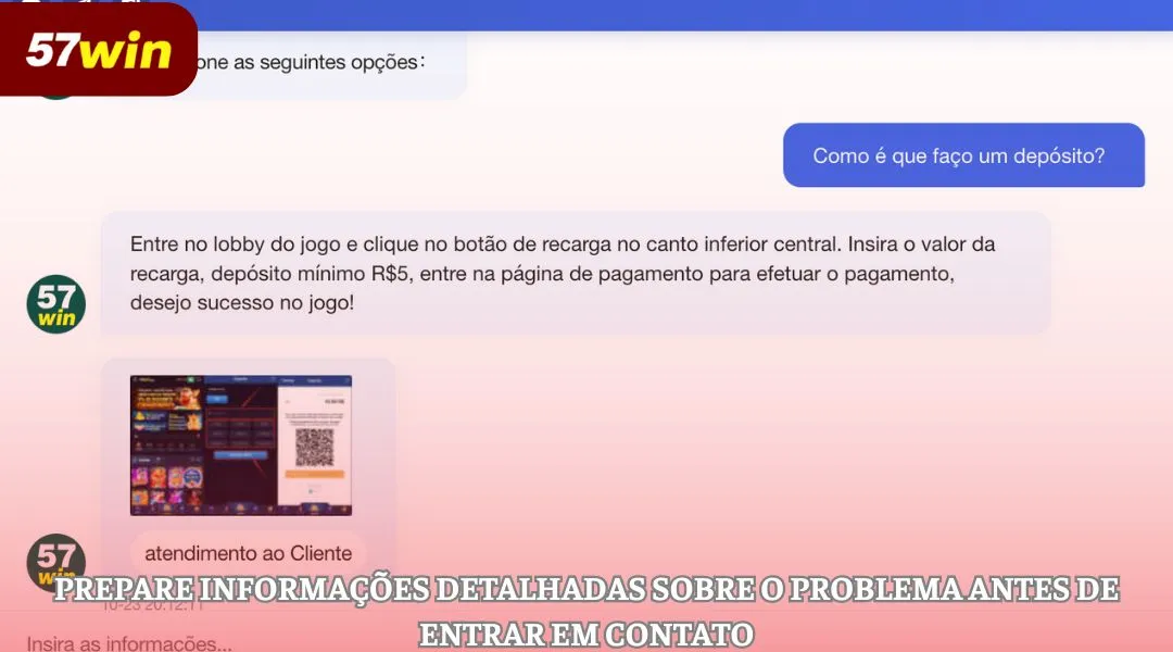 Prepare informações detalhadas sobre o problema antes de entrar em contato