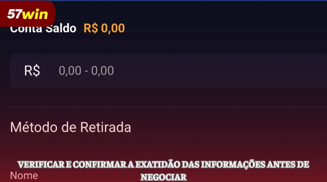Verifique e confirme a exatidão das informações antes de negociar